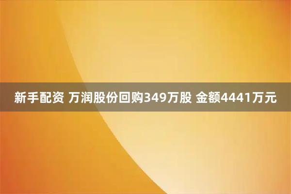 新手配资 万润股份回购349万股 金额4441万元